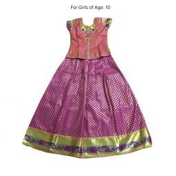 South Indian Lehenga Girls skirt PINK - 32"